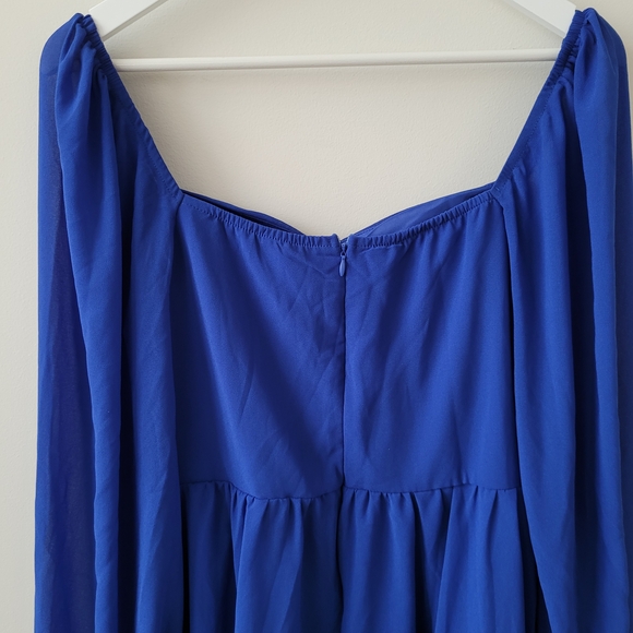 SHEIN MOD Royal Blue Babydoll Dress Sweetheart Latern Sleeves Size Large - Picture 5 of 8